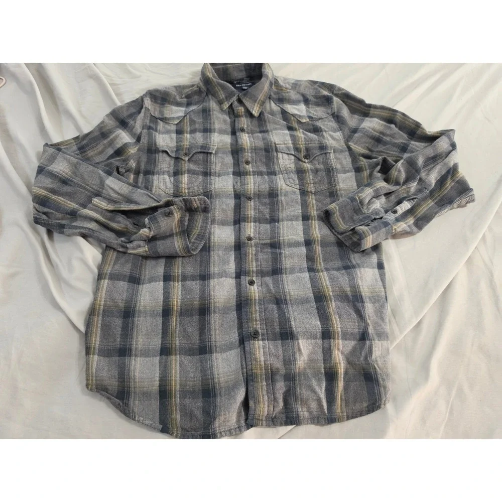 True Religion Mens Grey Plaid Western Flannel Shirt M40002AR8 M